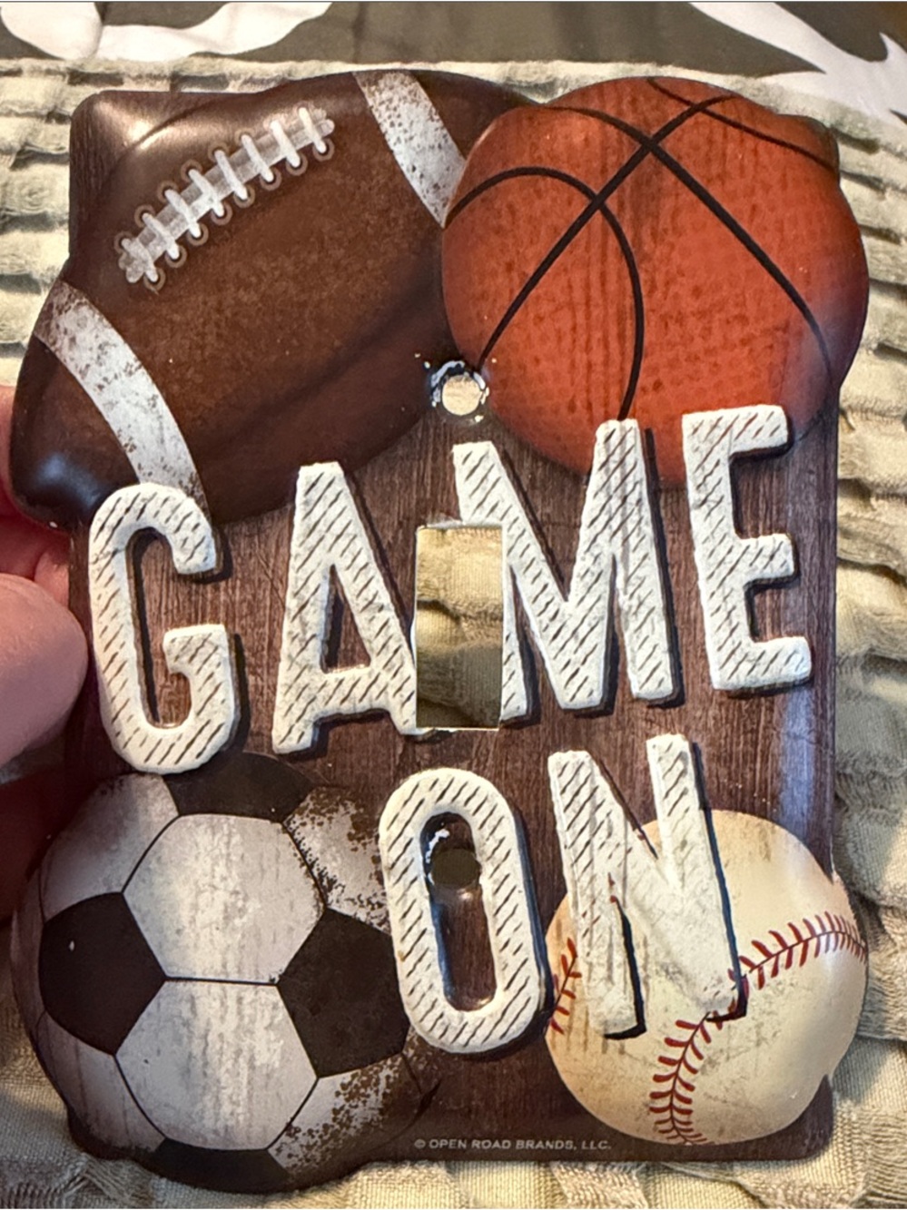 "Game On" Sports Light Switch Cover - Brown